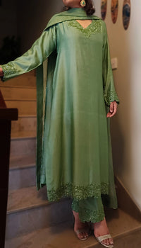 ALIZEH - Sage Green Ramen Silk 3-Piece